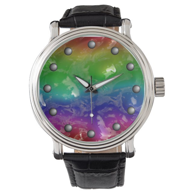 Psychedelic Rainbow Jellied Ooze Armbanduhr (Vorderseite)