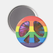 Psychedelic RainBow Peace Symbol Magnet (Vorderseite/Rückseite)
