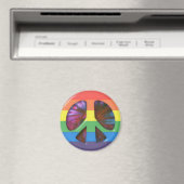 Psychedelic RainBow Peace Symbol Magnet (In Situ (Geschirrspüler))