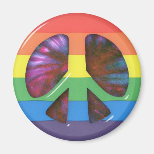 Psychedelic RainBow Peace Symbol Magnet (Vorne)