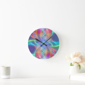 Psychedelic Rainbow Swirls Fractal Pattern Runde Wanduhr (Zuhause)