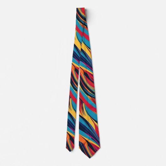 Psychedelic Rainbow Waves Neck Tie Krawatte (Rückseite)