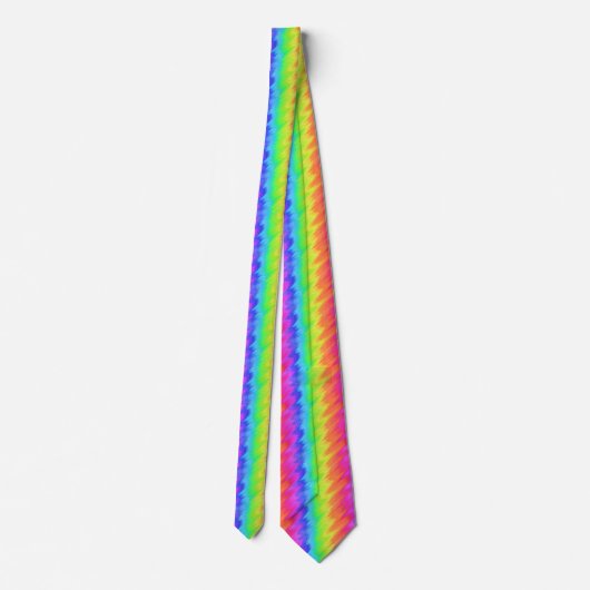 Psychedelic Rainbow Zigzag Necktie Krawatte (Rückseite)
