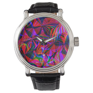 Psychedelic Red Mix Abstrakt Colorful Armbanduhr