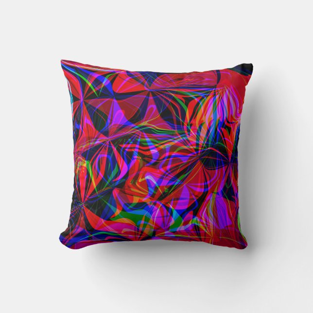 Psychedelic Red Mix Abstrakt Colorful Kissen (Vorderseite)