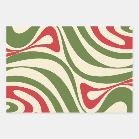 Psychedelic Retro 60er 70er Abstrakt Weihnachten Geschenkpapier Set (Vorderseite 3)