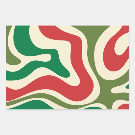 Psychedelic Retro 60er 70er Abstrakt Weihnachten Geschenkpapier Set (Vorderseite 2)