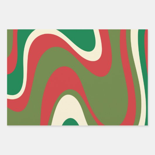Psychedelic Retro 60er 70er Abstrakt Weihnachten Geschenkpapier Set (Vorderseite)
