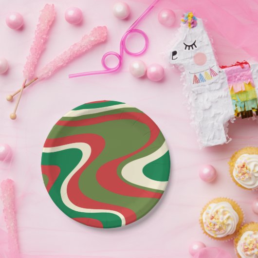 Psychedelic Retro 60er 70er Abstrakt Weihnachten Pappteller (Party)