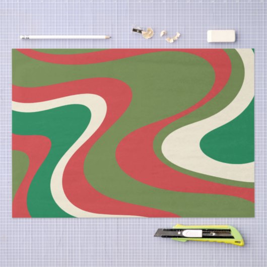 Psychedelic Retro 60er 70er Abstrakt Weihnachten Seidenpapier (Handwerk)