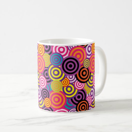 Psychedelic Retro 60er Swirl Design Coffee Cup Tas Kaffeetasse (VorderseiteRechts)