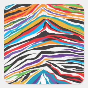 Psychedelic Retro Quadratischer Aufkleber
