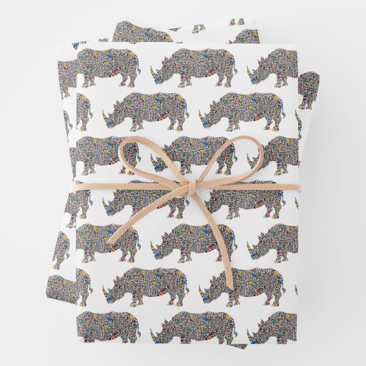 Psychedelic Rhinoceros Geschenkpapier Set (Beispiel)