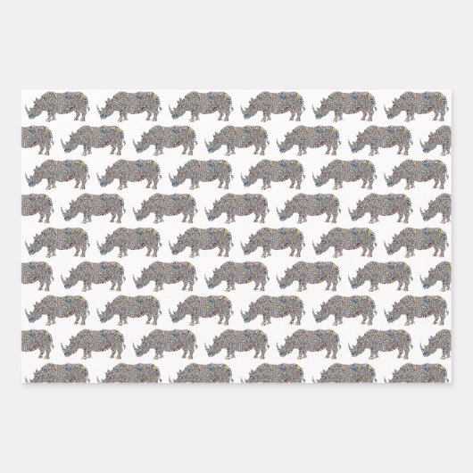 Psychedelic Rhinoceros Geschenkpapier Set (Vorderseite)
