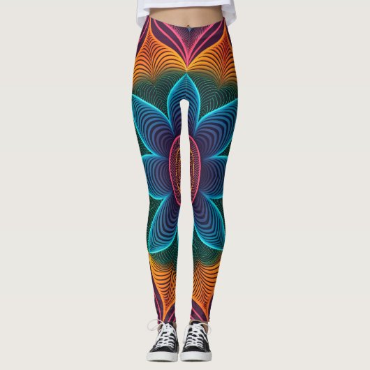 Psychedelic Ripple Illusion | Seamless 3D Neon  Leggings (Vorderseite)