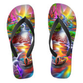 Psychedelic River Landscape Nature Custom Created Badesandalen (Fußbett)