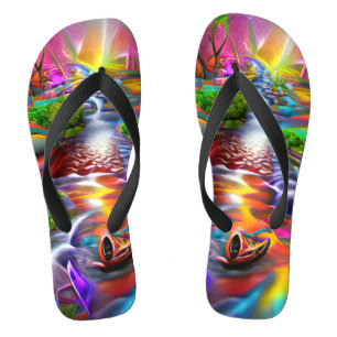 Psychedelic River Landscape Nature Custom Created Badesandalen