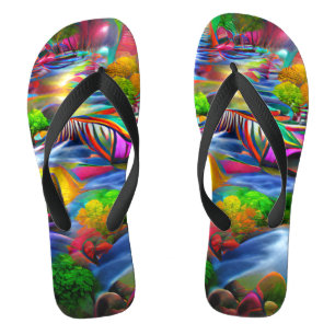 Psychedelic River Landscape Nature Custom Created Badesandalen