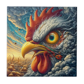 Psychedelic Rooster Tile Fliese