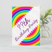 Psychedelic Round Circles Rainbow Birthday Einladung (Stehend Vorderseite)