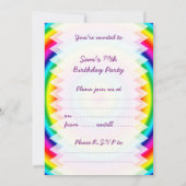 Psychedelic Round Circles Rainbow Birthday Einladung (Rückseite)