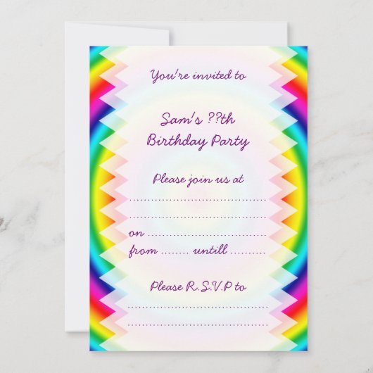 Psychedelic Round Circles Rainbow Birthday Einladung (Rückseite)