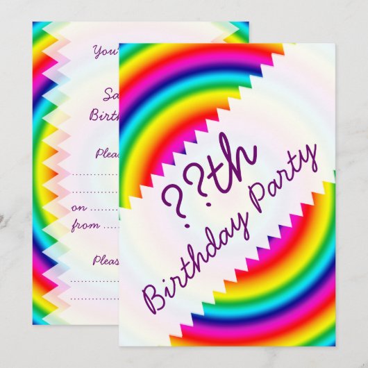 Psychedelic Round Circles Rainbow Birthday Einladung (Vorne/Hinten)