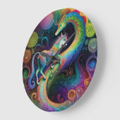 Psychedelic Rounds Dragon Design Große Wanduhr (Winkel)