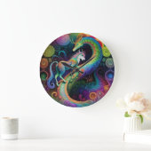 Psychedelic Rounds Dragon Design Große Wanduhr (Zuhause)