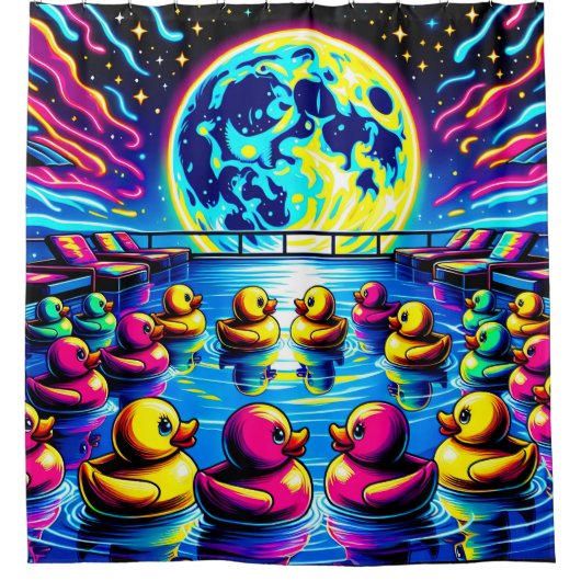 "Psychedelic Rubber Ducky Adventures" Duschvorhang (Vorderseite)