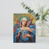 Psychedelic Sacred Evil Eye Protection Mary Postkarte (Stehend Vorderseite)