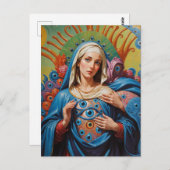Psychedelic Sacred Evil Eye Protection Mary Postkarte (Vorne/Hinten)