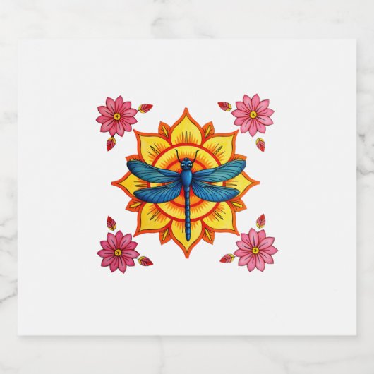 Psychedelic Sacred Geometry Mandala Insect Nature  Schaumweinetikett (Einzelnes Label)