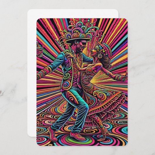 Psychedelic Salsa Tango Tanzkunst Einladung (Vorne/Hinten)