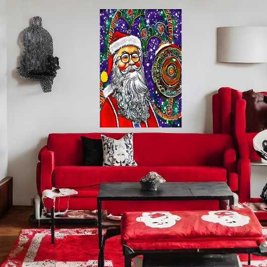 Psychedelic Santa Claus Art | AI Art Poster