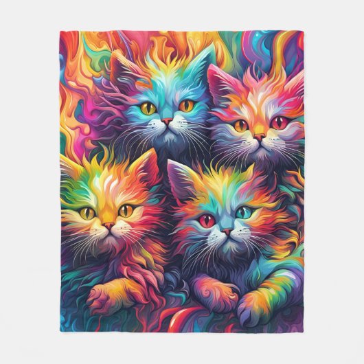 Psychedelic Sassy Kitten Fleecedecke (Vorderseite)
