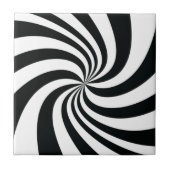 Psychedelic Schwarz-weiß Swirl Cool Trippy Spiral Fliese (Vorderseite)