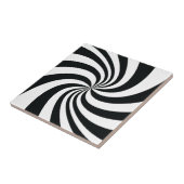 Psychedelic Schwarz-weiß Swirl Cool Trippy Spiral Fliese (Seite)