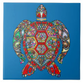 Psychedelic Sea Turtle Art Keramik Tile Fliese (Vorderseite)