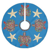 Psychedelic Sea Turtle Art Tree Skirt Polyester Weihnachtsbaumdecke (Vorderseite)