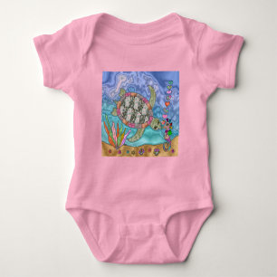 Psychedelic Sea Turtle Seepferd Art Baby Strampler
