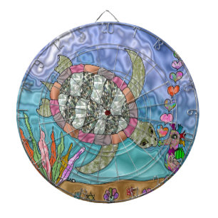 Psychedelic Sea Turtle Seepferd Art Dartscheibe