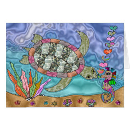 Psychedelic Sea Turtle Seepferd Art Grußkarte