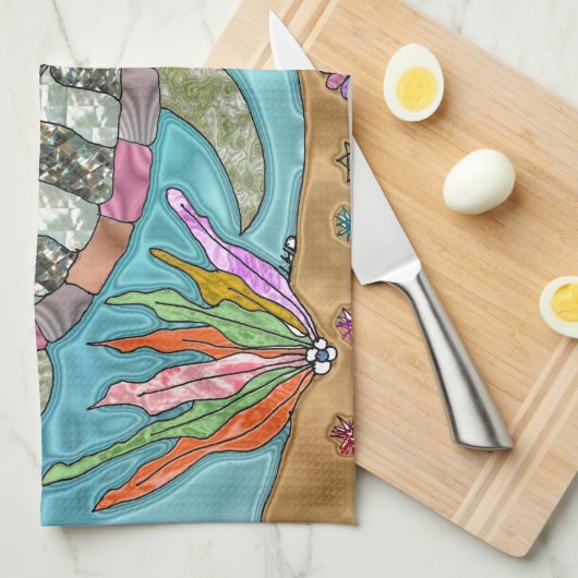 Psychedelic Sea Turtle Seepferd Art Handtuch (Viertel Falte)