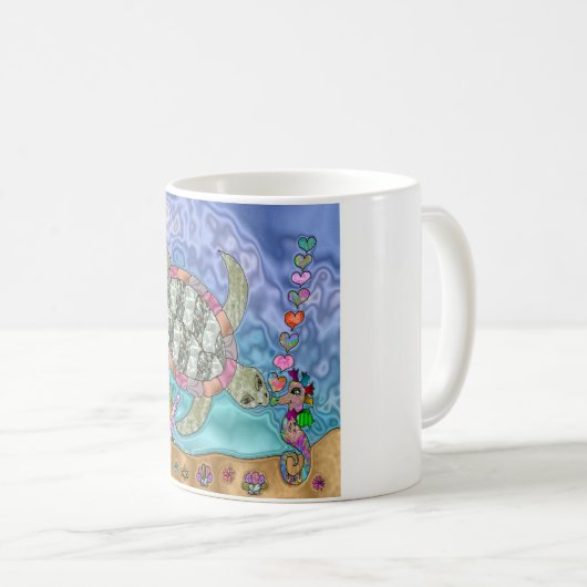 Psychedelic Sea Turtle Seepferd Art Kaffeetasse (VorderseiteRechts)