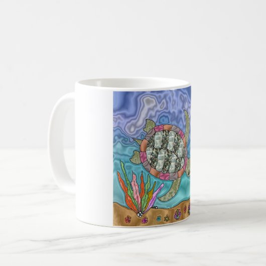 Psychedelic Sea Turtle Seepferd Art Kaffeetasse (Vorderseite Links)