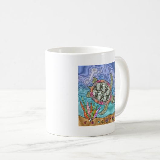 Psychedelic Sea Turtle Seepferd Art Kaffeetasse (VorderseiteRechts)