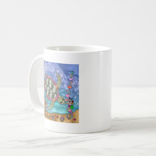 Psychedelic Sea Turtle Seepferd Art Kaffeetasse (Vorderseite Links)