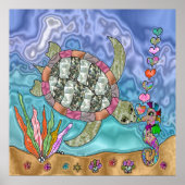 Psychedelic Sea Turtle Seepferd Art Keramik Tile Poster (Vorne)