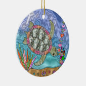 Psychedelic Sea Turtle Seepferd Art Keramikornament (Rechts)